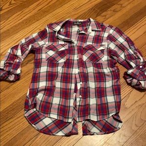 Flannel top with slit back